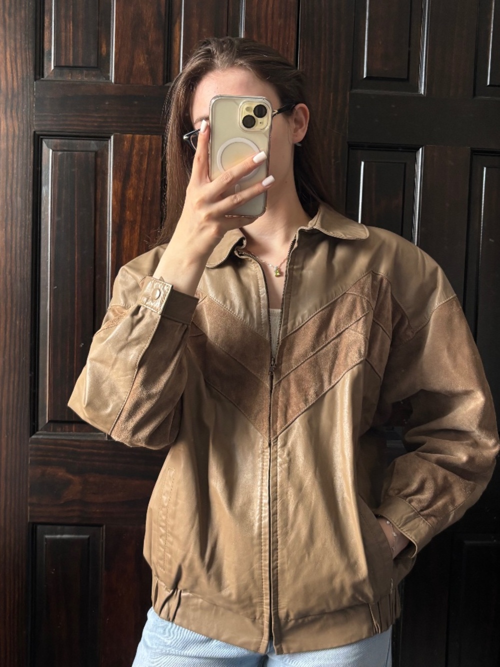 Vintage Comint Argentina Leather Suede Western Jacket Women’s Small Beige Tan